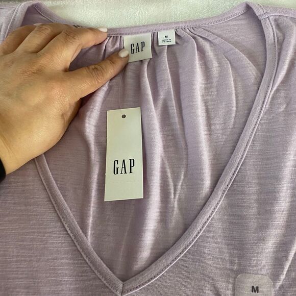 NWT Gap Top V- Neck Long Sleeve Purple - Picture 4 of 6